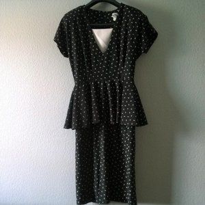 Black Peplum Patterned Dress